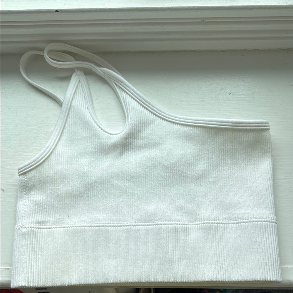 Gilly Hicks One-Shoulder White Sports Bra